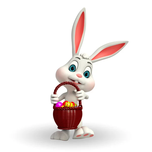 Easter Bunny with eggs basket — Stock Photo, Image