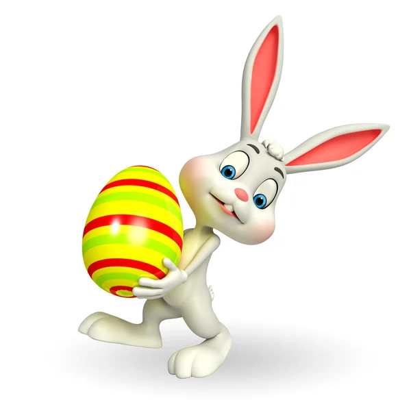Easter Bunny with big egg — Stock Photo, Image