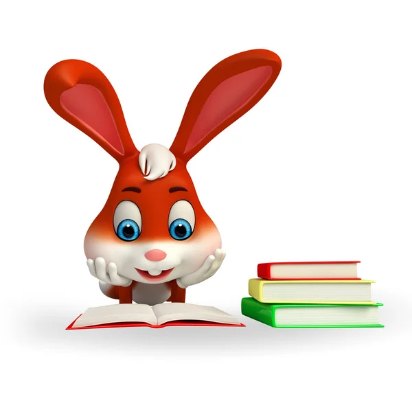 Easter Bunny is reading a book — Stock Photo, Image