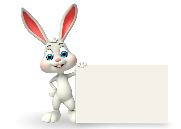 Cute Easter Bunny with card — Stock Photo, Image