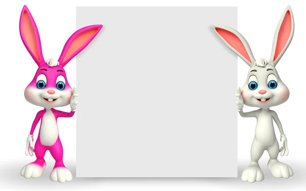 Easter bunnies with card — Stock Photo, Image