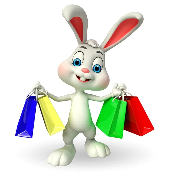 Conejo de Pascua con bolsas de compras —  Fotos de Stock