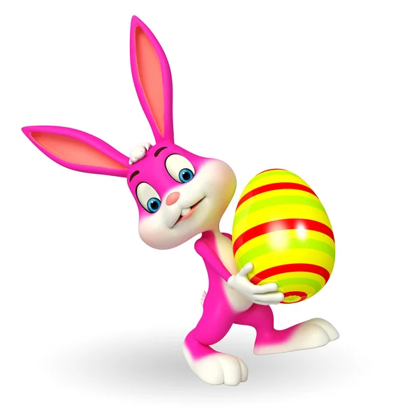 Easter Bunny with big egg — Stock Photo, Image