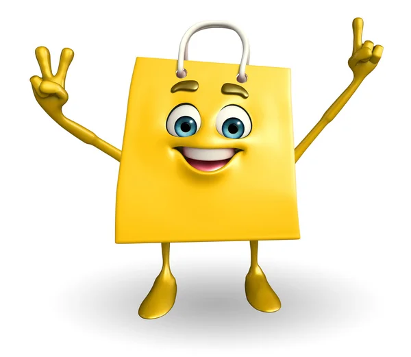 Shopping bag with victory sign — Stock Photo, Image