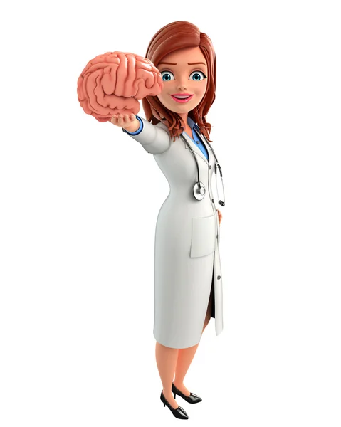 Dokter dengan anatomi otak — Stok Foto