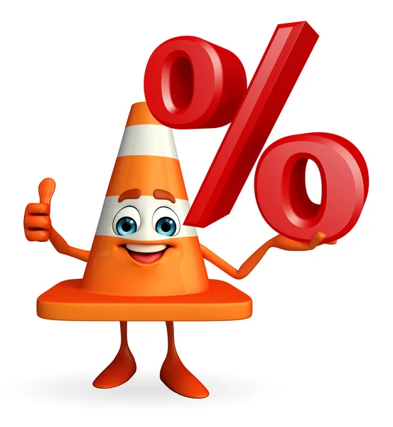 Construction Cone with percent sign — Stock Photo, Image