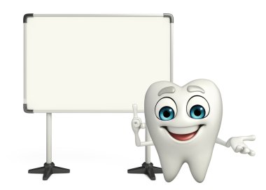 Tooth character with board clipart