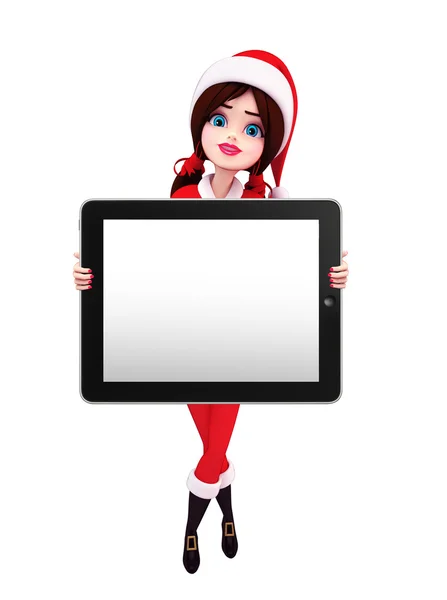 Santa Girl Character with tab — Stock Photo, Image