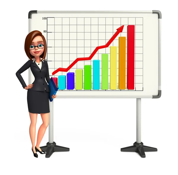 Donna con grafico aziendale — Foto Stock
