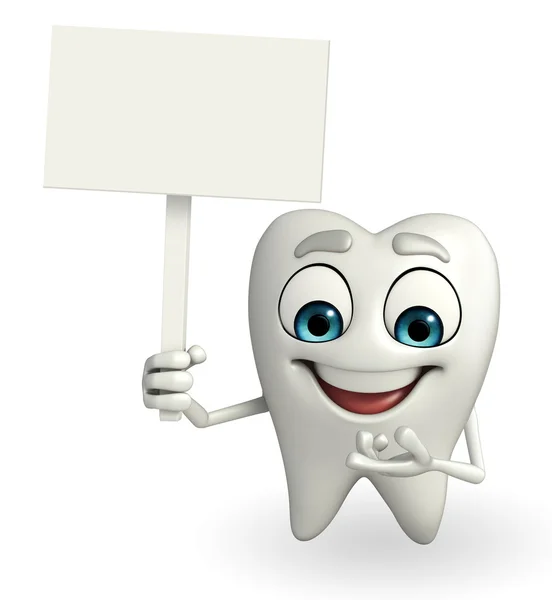 Carácter del diente con signo — Foto de Stock