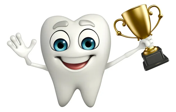 Personaje del diente con trofeo — Foto de Stock
