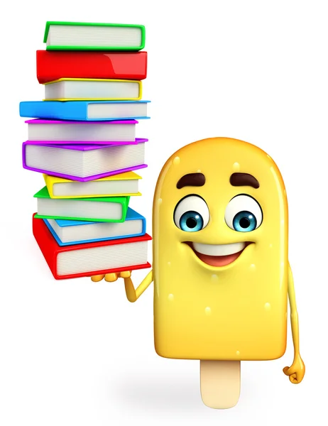 Candy Character With Books pile — Stock Photo, Image