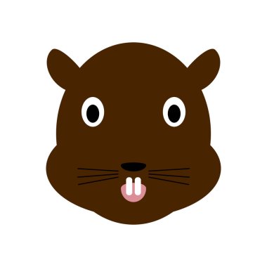 Bir hamsterın çizgi film yüzü. Düz tasarım