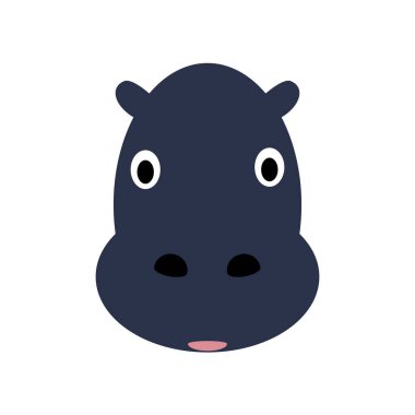 Bir su aygırının çizgi film yüzü. Düz tasarım