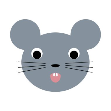 Bir farenin çizgi film yüzü. Düz tasarım