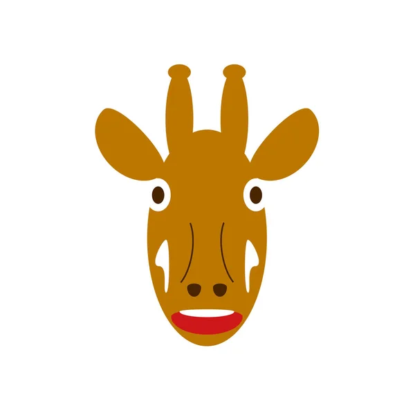 Faccia Cartone Animato Una Giraffa Design Piatto — Vettoriale Stock