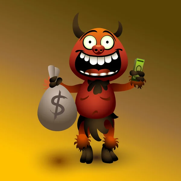 Фанні червоний диявол з грошима. (2) ) — стоковий вектор