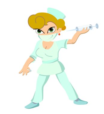 şırınga ile tren hemşire.