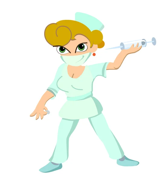 şırınga ile tren hemşire.