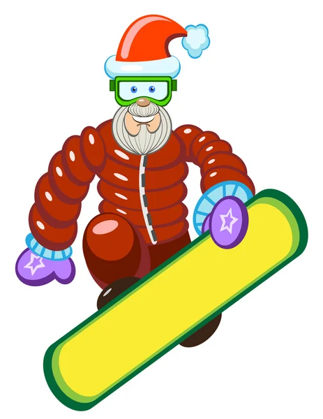 Santa Claus on a snowboard. — Stock Vector