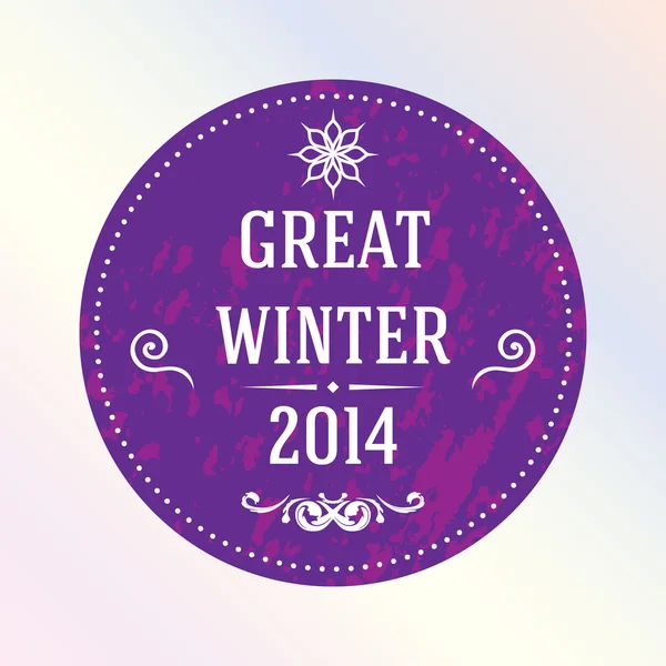 Great winter 2014. Purple. Label. — Stock Vector