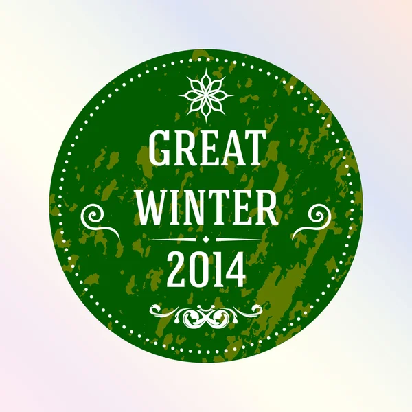 Great winter 2014. Green. Label. — Stock Vector