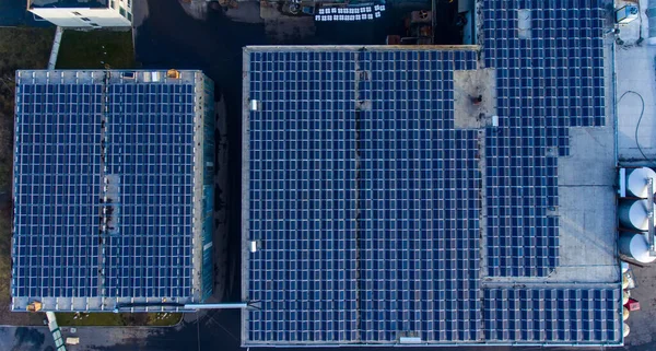 Drone View Modern Alternative Renewable Panel Power Environmental Sunilght Technology — Stock Photo, Image
