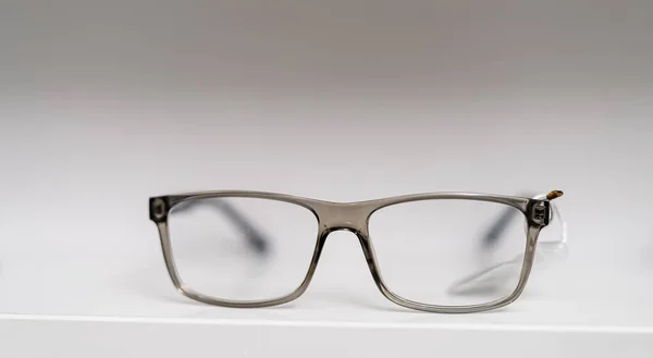 Close Eyeglasses Table Corrective Eyesight Lenses Stock Photo — стоковое фото