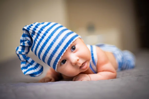 Months Old Baby Boy Portrait Adorable Newborn Baby Boy Looking — Stockfoto