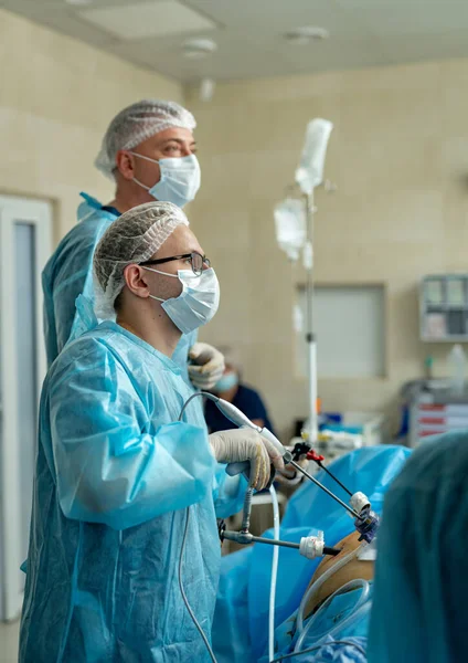 Professionele Chirurgie Specialisten Uniform Groep Chirurgen Die Samenwerken Eerste Hulp — Stockfoto