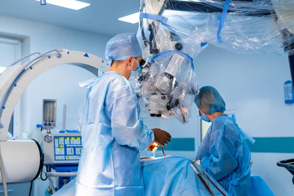 Gruppe Von Medizinischen Team Dringend Chirurgische Operation Arzt Uniform Operiert — Stockfoto
