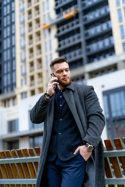 Positive Young Man Suit Handsome Confident Businessman City Street —  Fotos de Stock