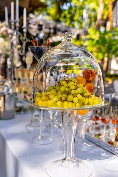 Restaurant Wedding Banquet Summer Outdoor Buffet Fruits — Zdjęcie stockowe