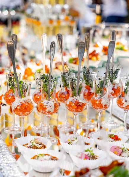 Delicious Dinner Gourmet Snacks Restaurant Wedding Party Buffet — Zdjęcie stockowe