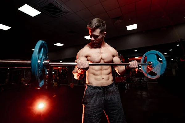 Handsome Lifestyle Male Lifting Weight Young Athletic Man Sportswear Training — Stock Photo, Image