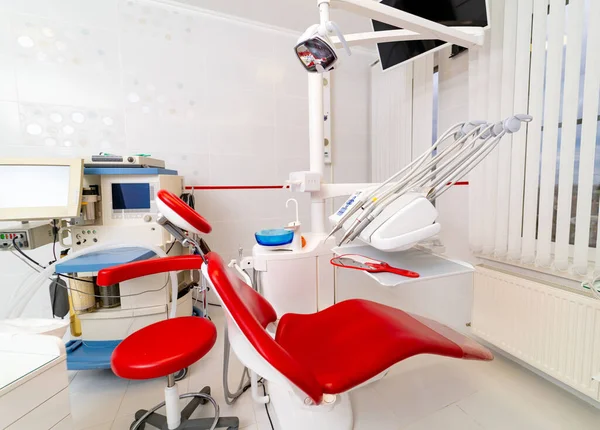 Dental Treatment Office Room Bright Dentistry Cabinet Sterile Equipment — 스톡 사진