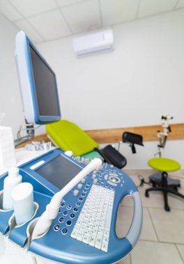 Modern medical system of procedure room. Monitoring patient health.