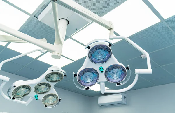 Modern surgery light in emergency room. Sterile surgical lamps in operation ward.