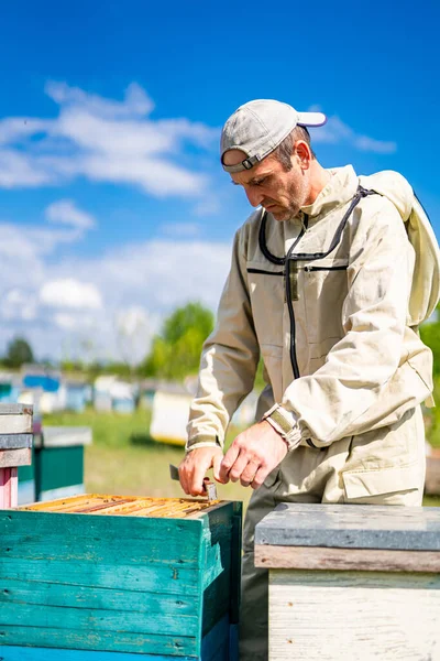 Summer Honeycomb Farmer Beekeeper Working Uniform — Stockfoto