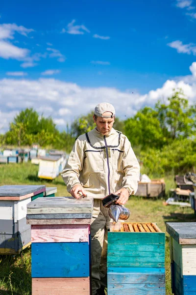 Beekeeper Working Uniform Summer Honeycomb Farmer — Stock fotografie