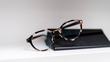 Optical correction eyesight device. Stylish elegance eyeglasses.