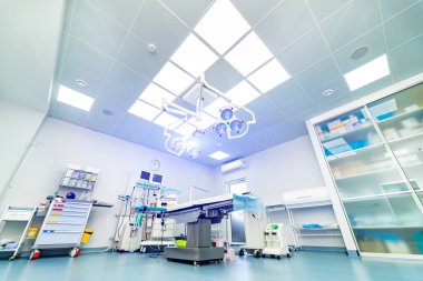 Emergency hospital light room. Professional medical clean healthcare ward.