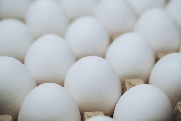 Stapel Eieren Kartonnen Verpakking Biologische Verse Eierverpakking — Stockfoto