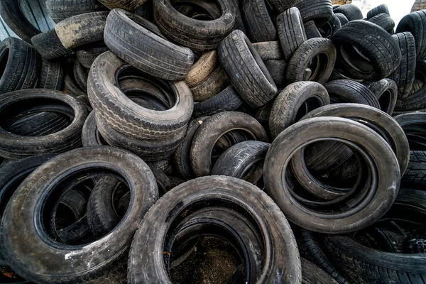 Stack Automobile Rubbish Trash Old Recycled Tires — Stock Photo, Image
