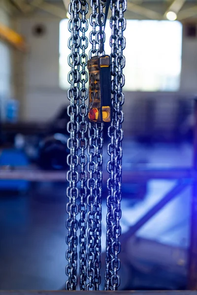 Close View Factory Chains Steel Industrial Chain Machinery — Stock Photo, Image