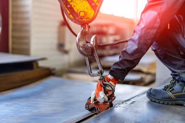 Transportation Heavy Crane Lifting Remote Control Crane Warehouse — Stock Photo, Image