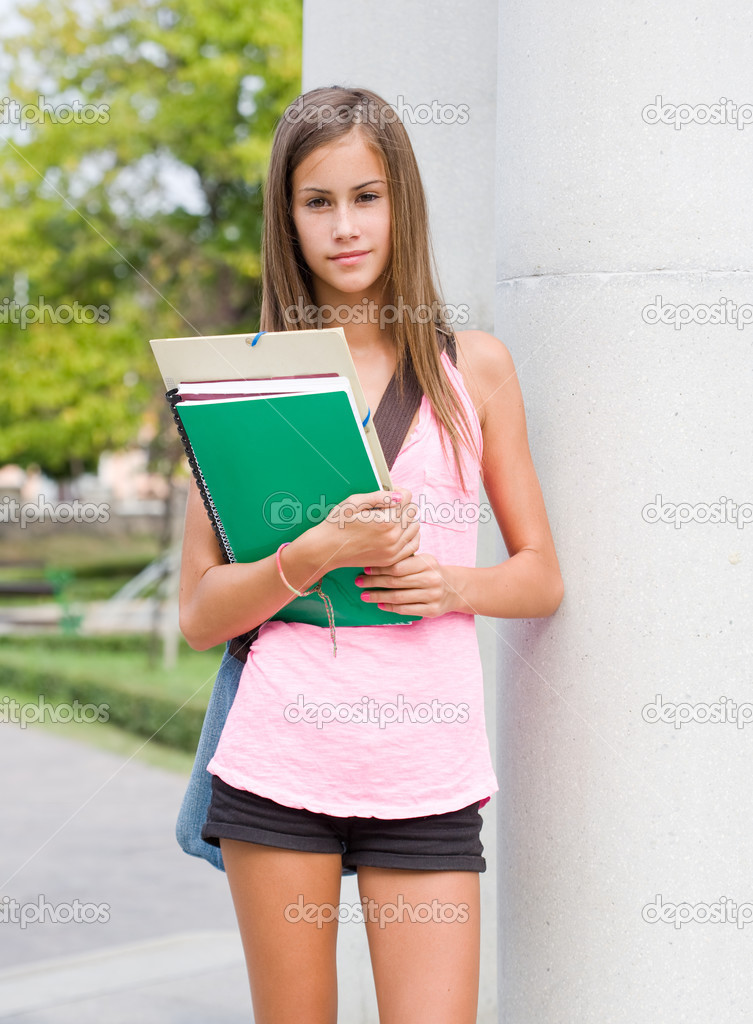 Brunette first time students model