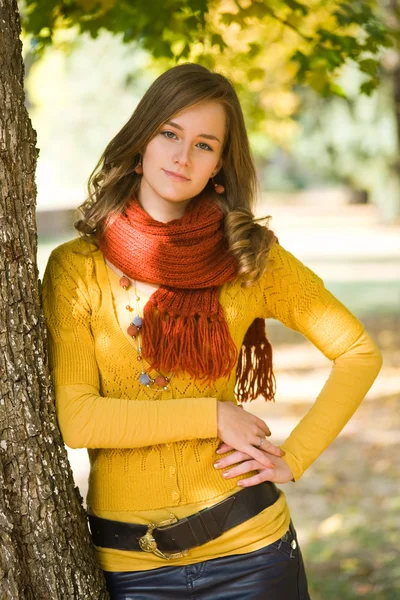 Portrait of a colorful fall fashion girl. Stock Picture
