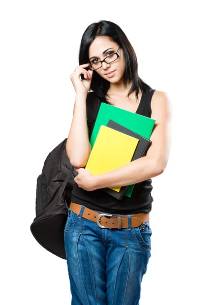 Estudante morena jovem na moda . — Fotografia de Stock