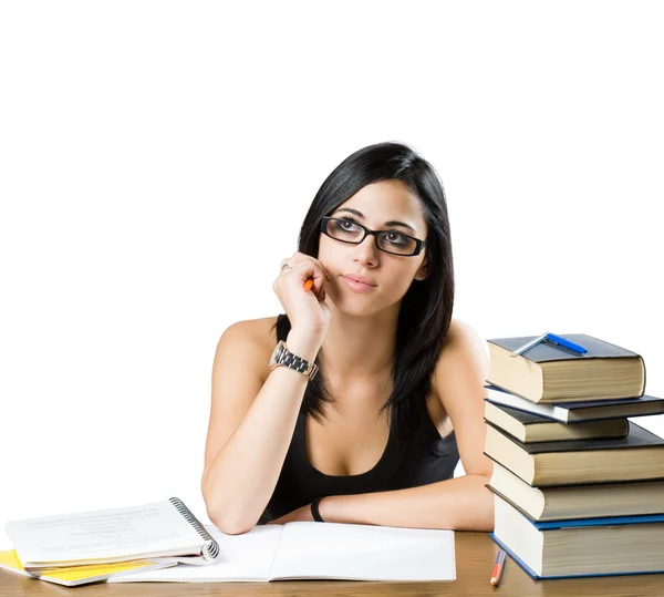 Schöne junge brünette studentin. — Stockfoto